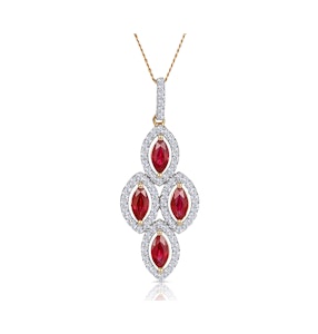 1.20ct Ruby Asteria Diamond Drop Pendant Necklace in 18K Gold