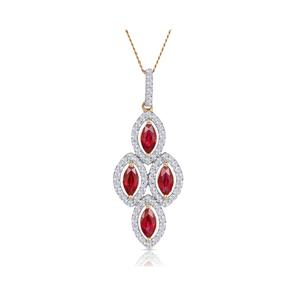 1.20ct Ruby Asteria Diamond Drop Pendant Necklace in 18K Gold - Image 1