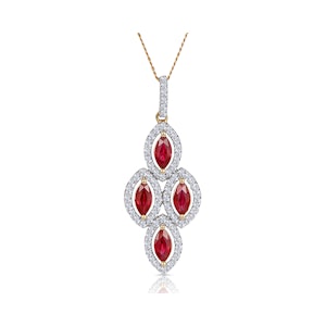 1.20ct Ruby Asteria Diamond Drop Pendant Necklace in 18K Gold