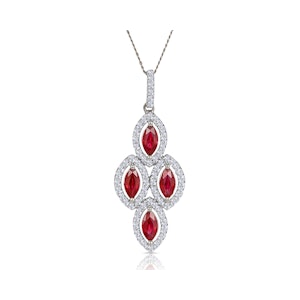 1.20ct Ruby Asteria Diamond Drop Pendant Necklace in 18K White Gold