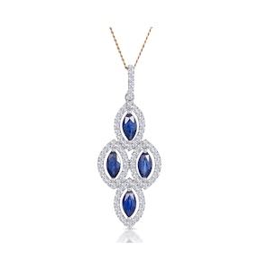 1.20ct Sapphire Asteria Lab Diamond Drop Pendant Necklace in 9K Gold