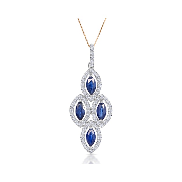 1.20ct Sapphire Asteria Lab Diamond Drop Pendant Necklace in 9K Gold - Image 1