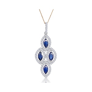 1.20ct Sapphire Asteria Lab Diamond Drop Pendant Necklace in 9K Gold