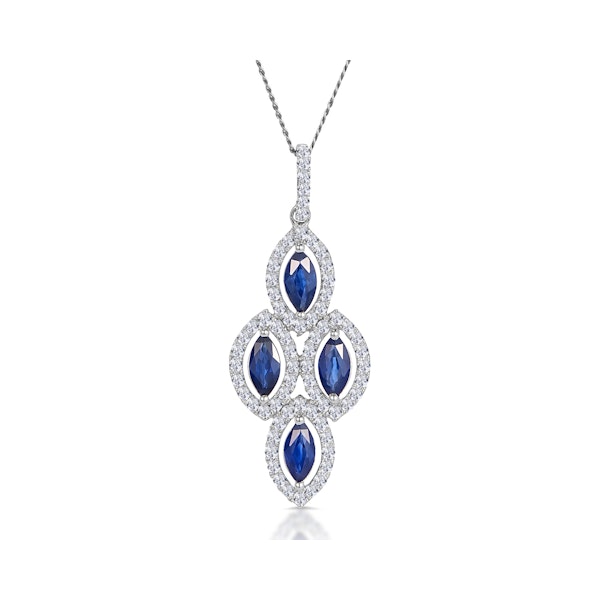 1.20ct Sapphire Lab Diamond Drop Pendant Necklace in 9K White Gold - Image 1