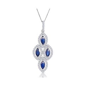1.20ct Sapphire Asteria Diamond Drop Pendant Necklace 18K White Gold