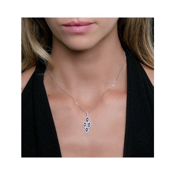 1.20ct Sapphire Asteria Lab Diamond Drop Pendant Necklace in 9K Gold - Image 2
