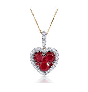 0.80ct Ruby Asteria Diamond Heart Pendant Necklace in 18K Gold