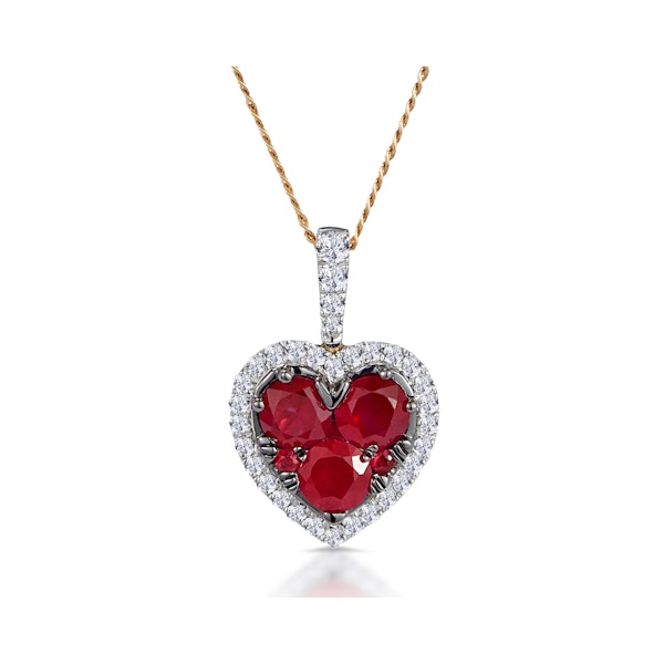 0.80ct Ruby Asteria Lab Diamond Heart Pendant Necklace in 9K Gold - Image 1