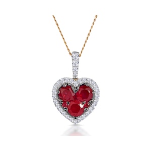 0.80ct Ruby Asteria Diamond Heart Pendant Necklace in 18K Gold