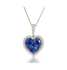 0.80ct Sapphire Asteria Diamond Heart Pendant Necklace in 18K Gold