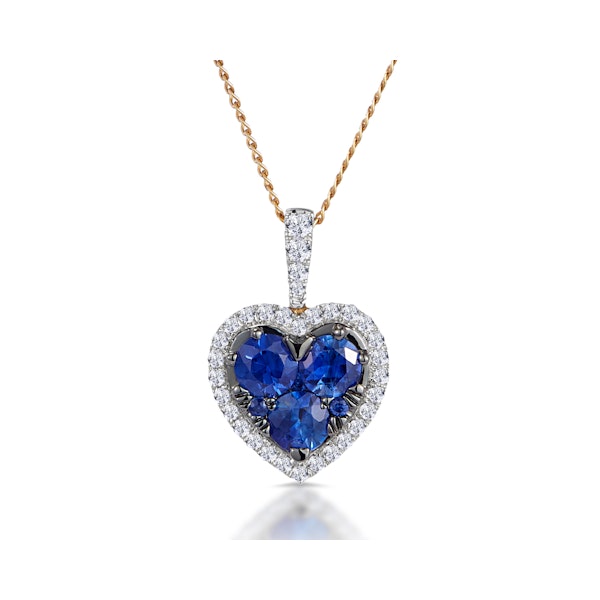 0.80ct Sapphire Asteria Lab Diamond Heart Pendant Necklace in 9K Gold - Image 1
