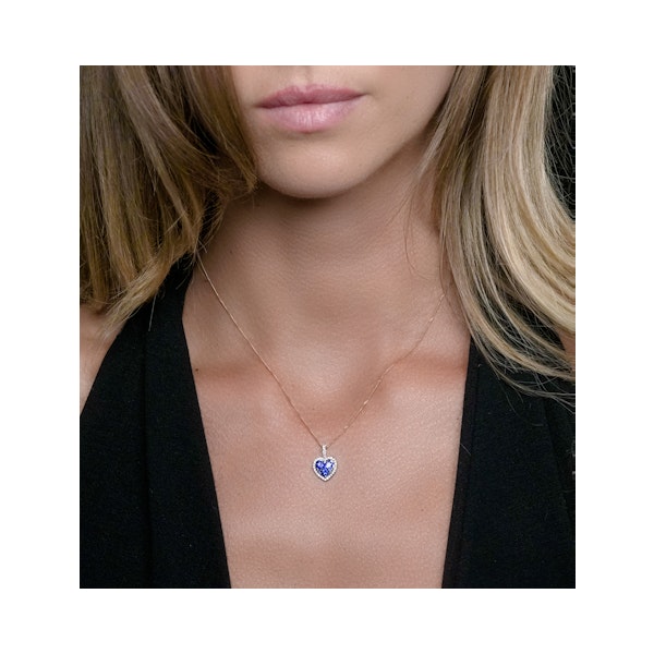0.80ct Sapphire Lab Diamond Heart Pendant Necklace in 9K White Gold - Image 2