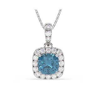 Beatrice Blue Lab Diamond Cushion Cut Necklace 1.38ct in 18K White Gold - Elara Collection