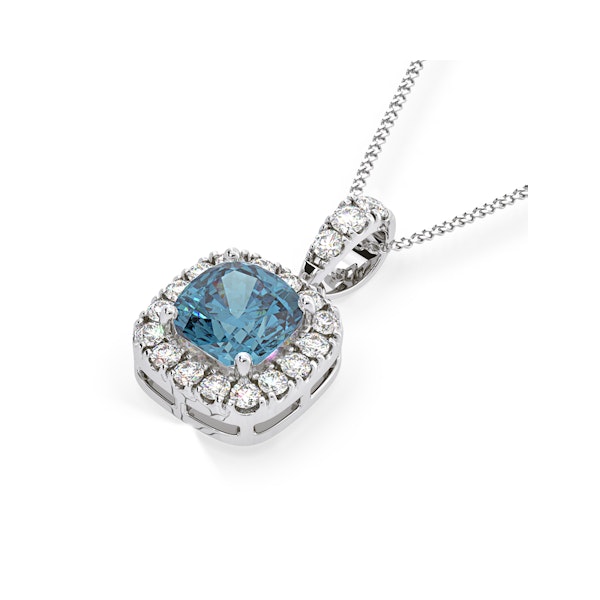 Beatrice Blue Lab Diamond Cushion Cut Necklace 1.38ct in 18K White Gold - Elara Collection - Image 3
