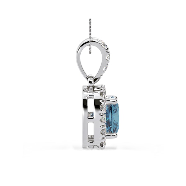 Beatrice Blue Lab Diamond Cushion Cut Necklace 1.38ct in 18K White Gold - Elara Collection - Image 5