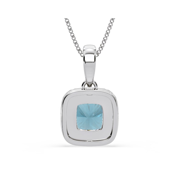 Beatrice Blue Lab Diamond Cushion Cut Necklace 1.38ct in 18K White Gold - Elara Collection - Image 6
