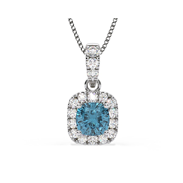 Beatrice Blue Lab Diamond Cushion Cut Necklace 0.70ct in 18K White Gold - Elara Collection - Image 1