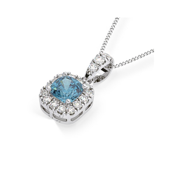 Beatrice Blue Lab Diamond Cushion Cut Necklace 0.70ct in 18K White Gold - Elara Collection - Image 3