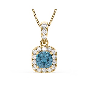 Beatrice Blue Lab Diamond Cushion Cut Necklace 0.70ct in 18K Gold - Elara Collection