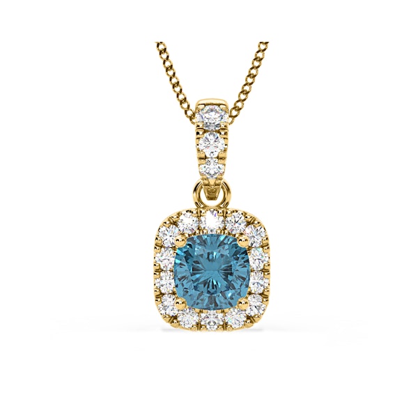 Beatrice Blue Lab Diamond Cushion Cut Necklace 0.70ct in 18K Gold - Elara Collection - Image 1