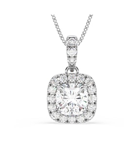 Beatrice Cushion Cut Lab Diamond Pendant Necklace 1.38ct in 18K White Gold F/VS1
