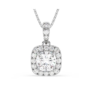 Beatrice Cushion Cut Lab Diamond Pendant Necklace 1.38ct in 18K White Gold F/VS1