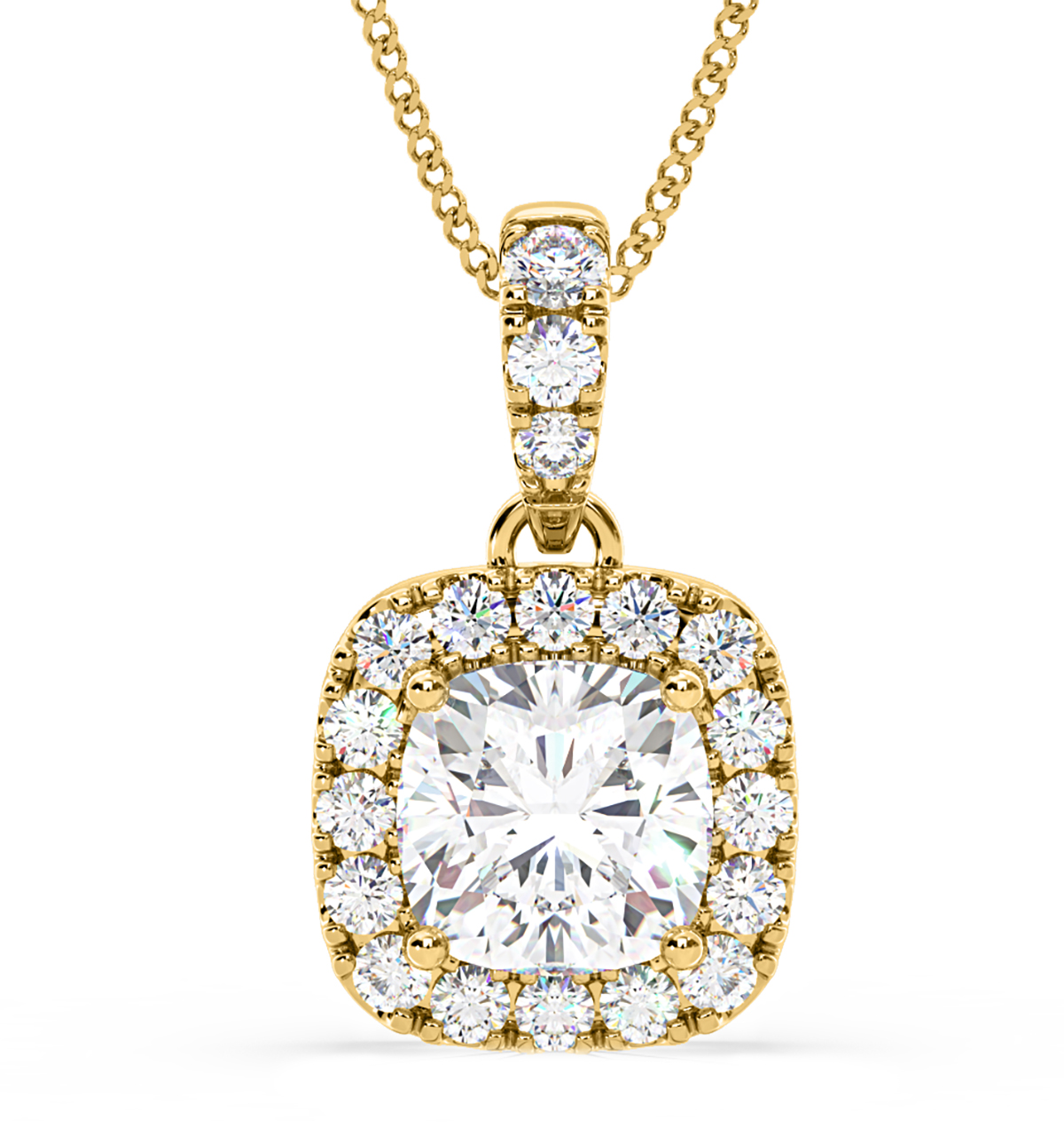 Beatrice Cushion Cut Lab Diamond Pendant Necklace 1.38ct in 18K Yellow
