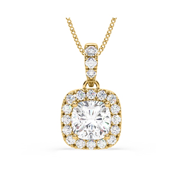 Beatrice Cushion Cut Lab Diamond Pendant Necklace 1.38ct in 18K Yellow Gold F/VS1 - Image 1