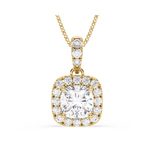 Beatrice Cushion Cut Lab Diamond Pendant Necklace 1.38ct in 18K Yellow Gold F/VS1
