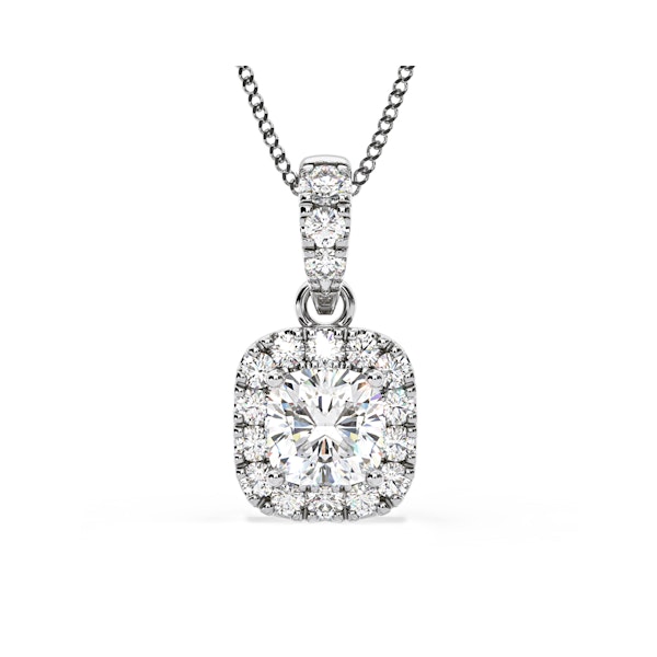 Beatrice Cushion Cut Lab Diamond Pendant Necklace 0.70ct in 18K White Gold F/VS1 - Image 1