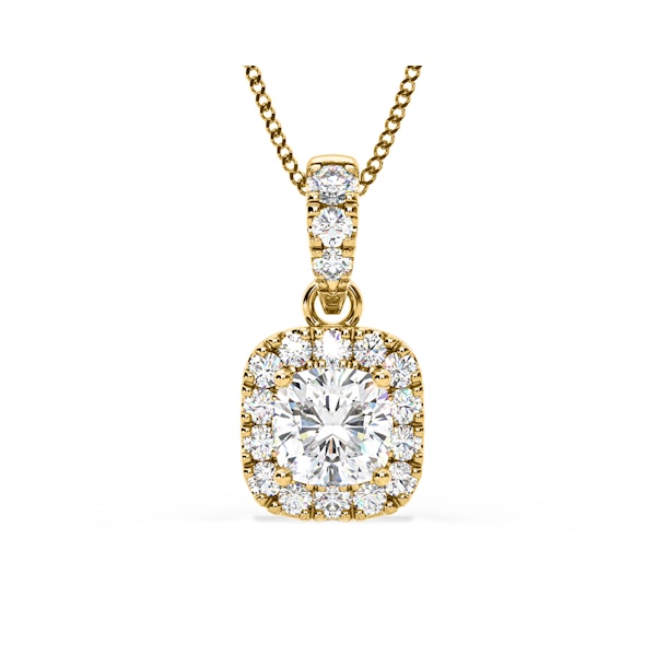 Beatrice Cushion Cut Lab Diamond Pendant Necklace 0.70ct in 18K Yellow Gold F/VS1 - Image 1