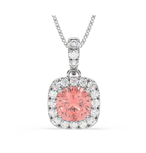 Beatrice Pink Lab Diamond Cushion Cut Necklace 1.38ct in 18K White Gold - Elara Collection