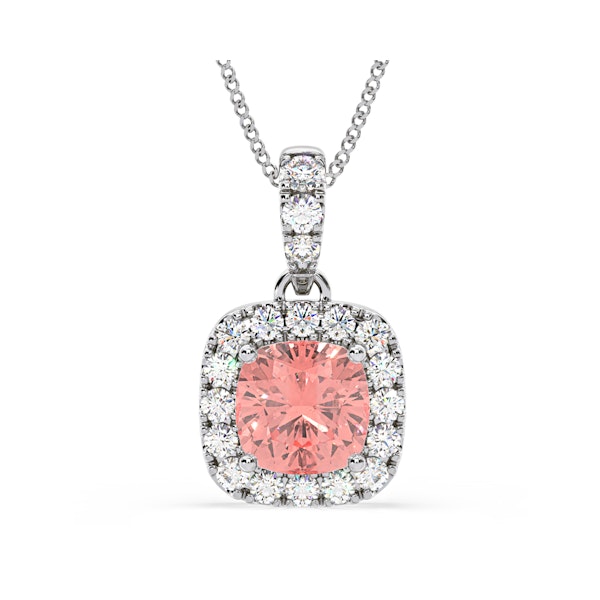 Beatrice Pink Lab Diamond Cushion Cut Necklace 1.38ct in 18K White Gold - Elara Collection - Image 1