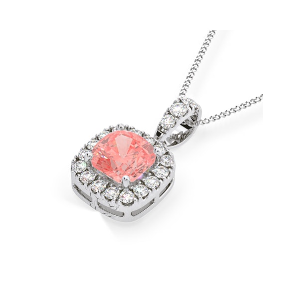 Beatrice Pink Lab Diamond Cushion Cut Necklace 1.38ct in 18K White Gold - Elara Collection - Image 3