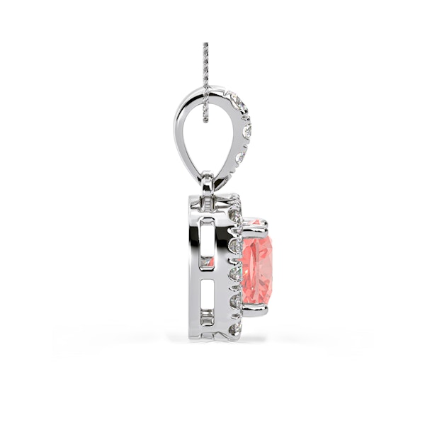 Beatrice Pink Lab Diamond Cushion Cut Necklace 1.38ct in 18K White Gold - Elara Collection - Image 5