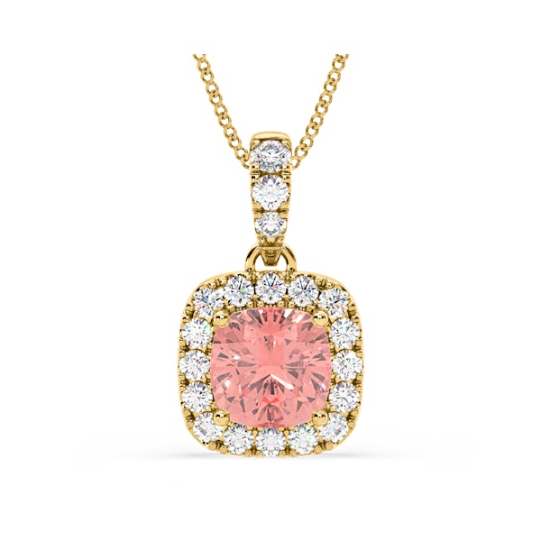 Beatrice Pink Lab Diamond Cushion Cut Necklace 1.38ct in 18K Gold - Elara Collection - Image 1