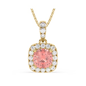 Beatrice Pink Lab Diamond Cushion Cut Necklace 1.38ct in 18K Gold - Elara Collection