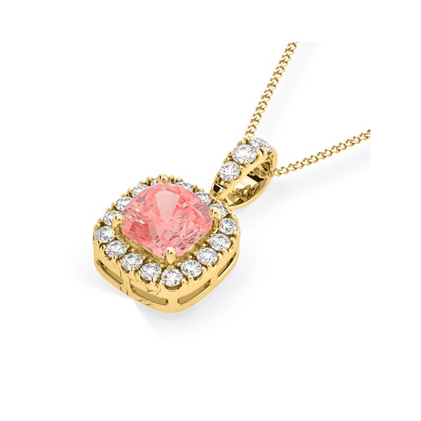 Beatrice Pink Lab Diamond Cushion Cut Necklace 1.38ct in 18K Gold - Elara Collection - Image 3