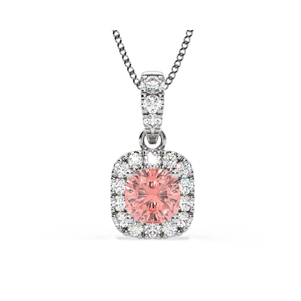 Beatrice Pink Lab Diamond Cushion Cut Necklace 0.70ct in 18K White Gold - Elara Collection - Image 1