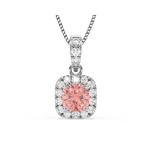 Beatrice Pink Lab Diamond Cushion Cut Necklace 0.70ct in 18K White Gold - Elara Collection