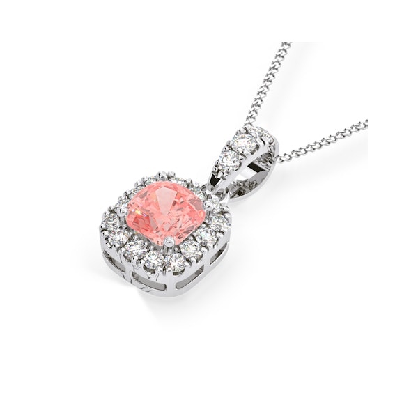 Beatrice Pink Lab Diamond Cushion Cut Necklace 0.70ct in 18K White Gold - Elara Collection - Image 3