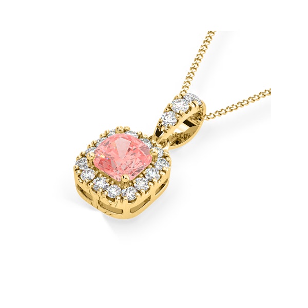 Beatrice Pink Lab Diamond Cushion Cut Necklace 0.70ct in 18K Gold - Elara Collection - Image 3