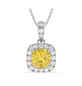 Beatrice Yellow Lab Diamond Cushion Cut Necklace 1.38ct in 18K White Gold - Elara Collection