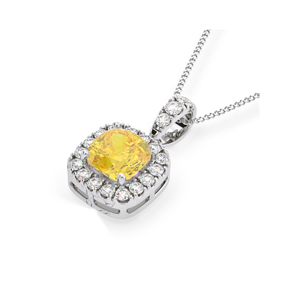 Beatrice Yellow Lab Diamond Cushion Cut Necklace 1.38ct in 18K White Gold - Elara Collection - Image 3