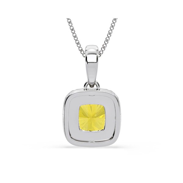 Beatrice Yellow Lab Diamond Cushion Cut Necklace 1.38ct in 18K White Gold - Elara Collection - Image 6