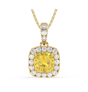 Beatrice Yellow Lab Diamond Cushion Cut Necklace 1.38ct in 18K Gold - Elara Collection
