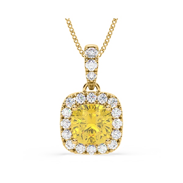 Beatrice Yellow Lab Diamond Cushion Cut Necklace 1.38ct in 18K Gold - Elara Collection - Image 1