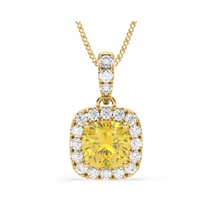Beatrice Yellow Lab Diamond Cushion Cut Necklace 1.38ct in 18K Gold - Elara Collection