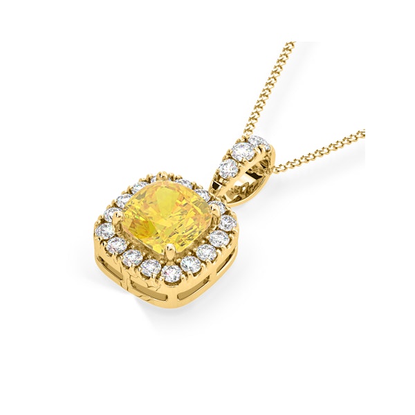 Beatrice Yellow Lab Diamond Cushion Cut Necklace 1.38ct in 18K Gold - Elara Collection - Image 3