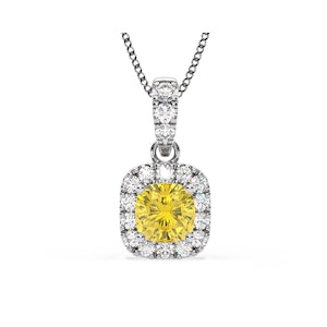 Beatrice Yellow Lab Diamond Cushion Cut Necklace 0.70ct in 18K White Gold - Elara Collection